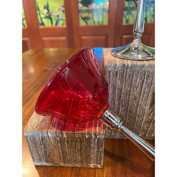 Vintage Cambridge Tally Ho Ruby Red And Chrome Liquor Glasses. 1930s - Picture 7 of 15